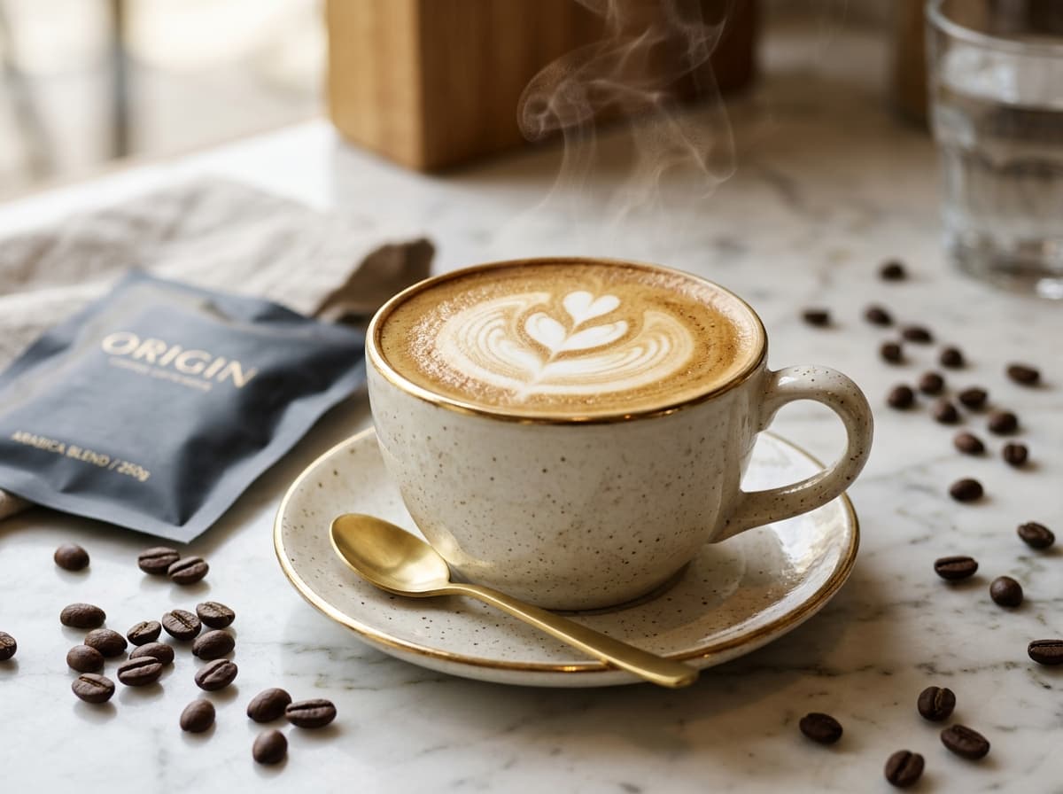 Romoire plant-based cappuccino premix with rich dense café froth
